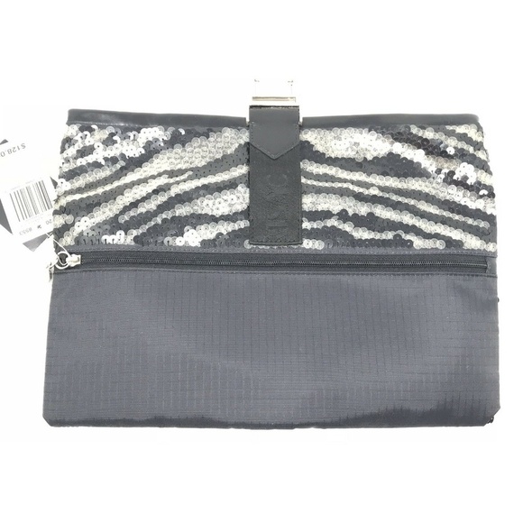 Le SportSac Remix Sequin Zebra Foldover Clutch